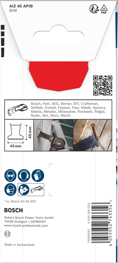 BoschPRO AIZ 45 APIB 下切锯片 45x45 毫米。